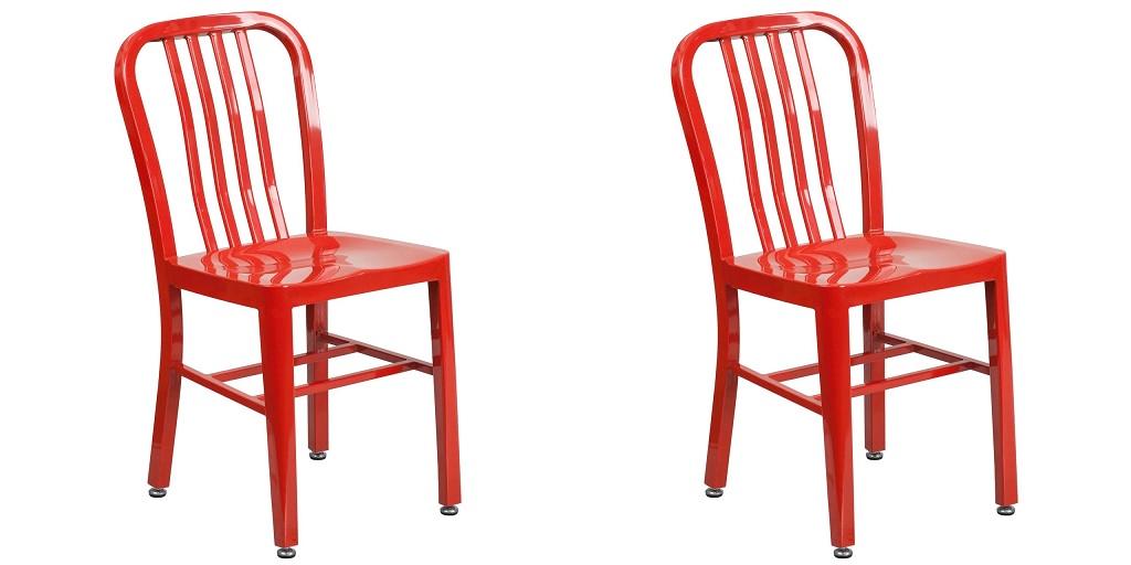 red metal chairs