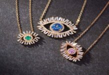 Wearing a Black Diamond Evil Eye Pendant for Halloween