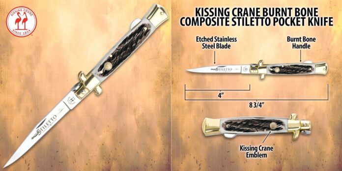 kissing-crane-burnt-bone-stiletto-pocket-knife-open
